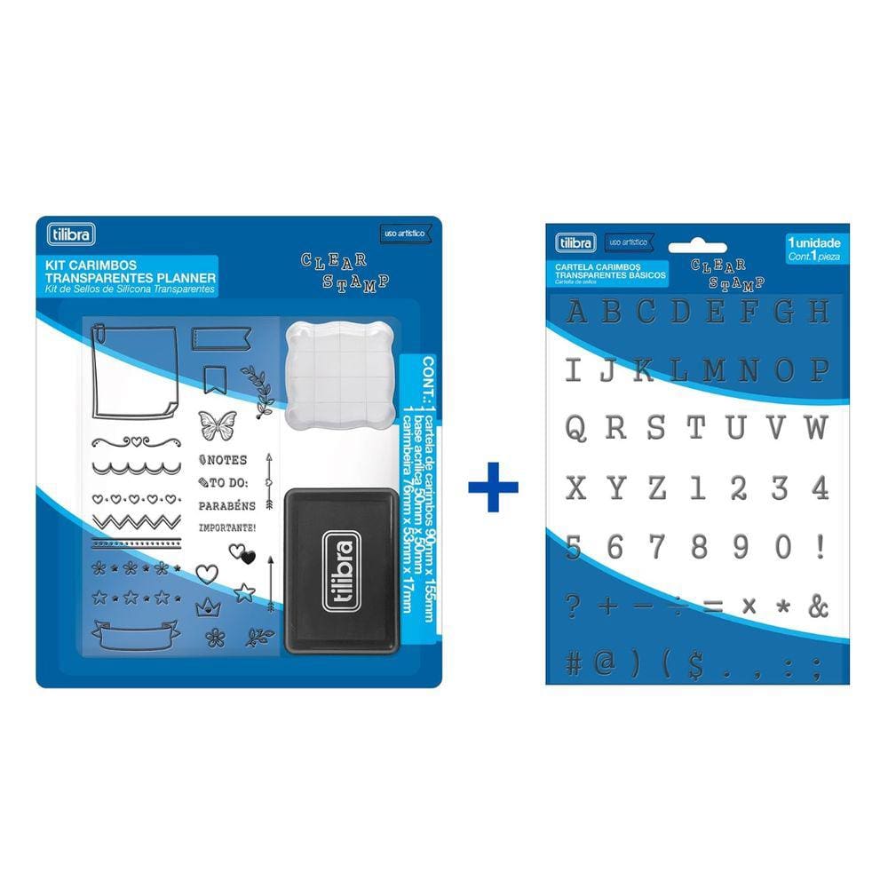 Kit de Carimbos Cartela Transparente Alfabeto + Planner - Tilibra