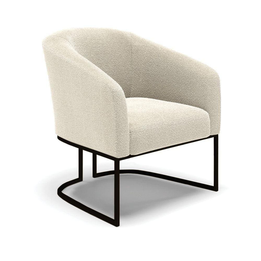 Poltrona Stella Bouclê Bege Base Metálica Industrial Preto - D\`rossi