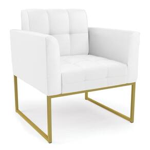Poltrona Elisa Corino Base Metálica Industrial Dourado - D\`rossi Cor Branco