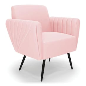 Poltrona Pés Palito De Ferro Bruna Suede - D\`rossi Cor Rosa Bebê