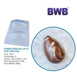 Forma especial 3 partes c/ silicone p/ ovo de pascoa liso 500g bwb 3619 sp 51