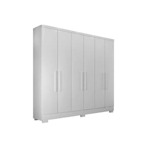 Guarda Roupa 6 Portas E 4 Gavetas C- Espelho E Pés Milly Branco - Novo Horizonte