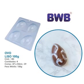 Forma de ovo de pascoa liso 100g bwb simples 140 Tradicional Chocolate