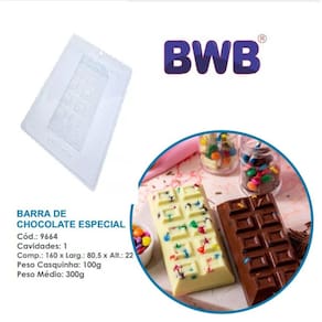 Forma Especial Barra de chocolate tradicional 300g c/ silicone 3 partes pascoa bwb 9664