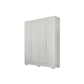 Guarda Roupa Solteiro 4 Portas E 2 Gavetas C/ Espelho E Pés Milly Branco - Novo Horizonte