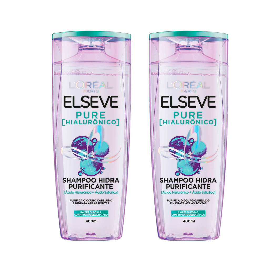 Shampoo Elseve Pure Hialuronico 400ml - KIT C/ 2 UNIDADES