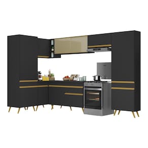 Armário de Cozinha Completa de Canto Veneza GB Multimóveis MP2055 Preta