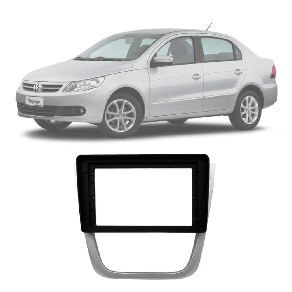 Moldura 2 din Fiamon Volkswagen Voyage Prata 9” Polegadas