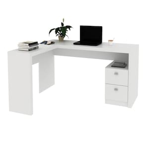 Escrivaninha/Mesa Escritório de Canto com 2 gavetas Multimóveis CR25032 Branca