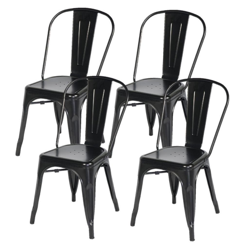 Kit 4 Cadeiras Tolix Iron Industrial Preta