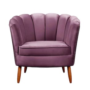 Poltrona Ariel Petala Decorativa Com Pés De Madeira Speciale Home Roxo