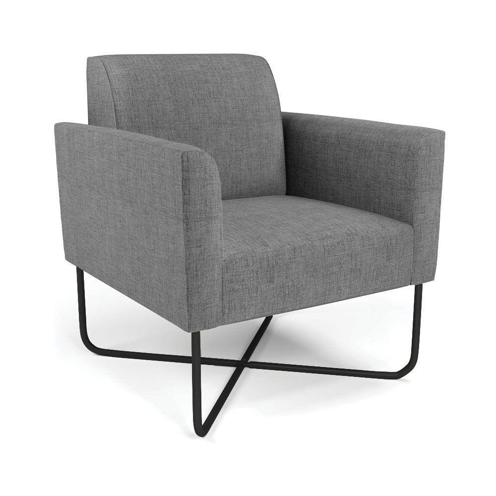 Poltrona Base X Industrial Preto Marisa Linho Grafite A26 D03 - D\`rossi