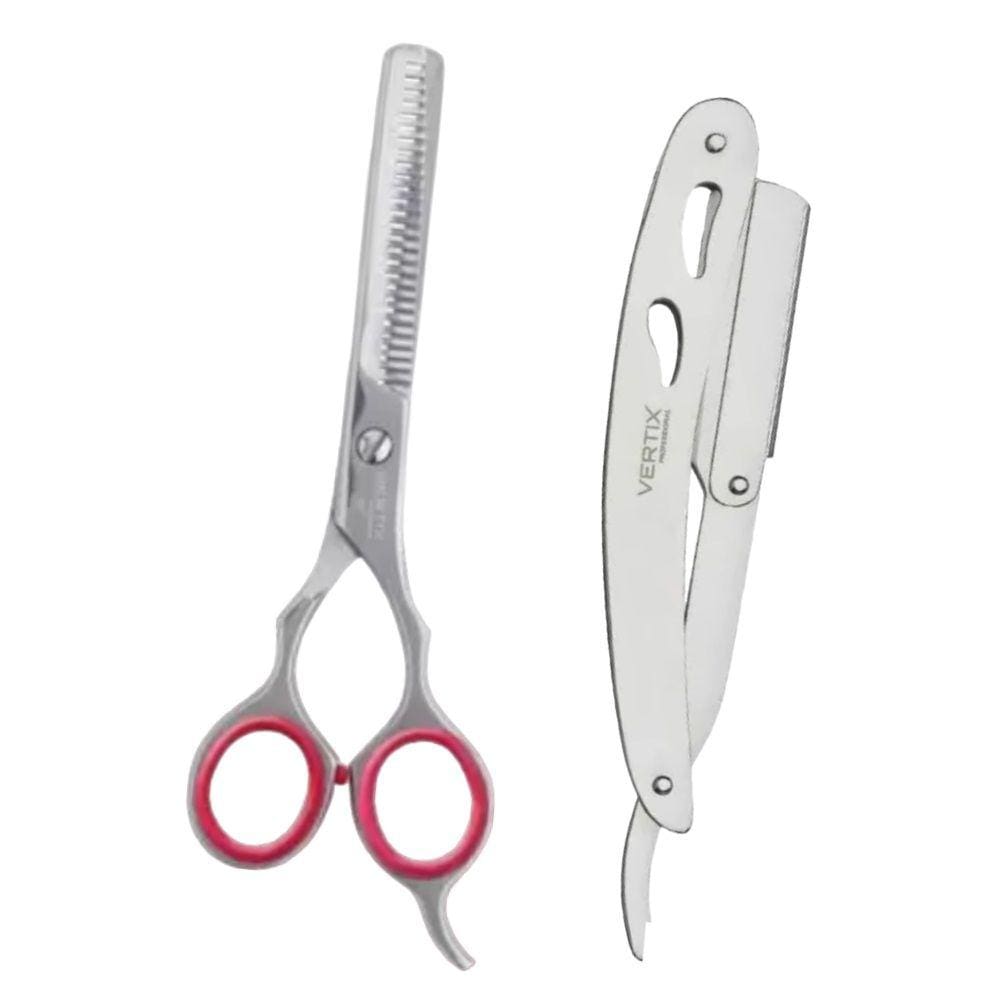 Tesoura Red Circle Desbaste Duplo 6&quot;+ Navalhete Vertix