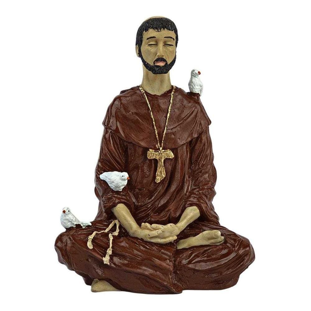 Imagem São Francisco De Assis Meditando Estátua Resina