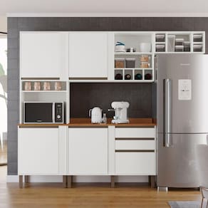 Cozinha Compacta 4 Peças 5 Portas 2 Gavetas Pérola Branco