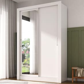 Guarda-roupa Solteiro 2 Portas com Espelho - Yescasa Branco