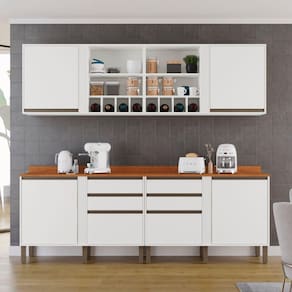 Cozinha Compacta 4 Peças 6 Portas 4 Gavetas Pérola Branco