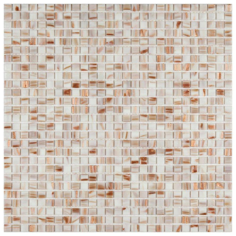 Pastilha de Vidro 30,5x30,5cm Gold Glass Mosic Branco