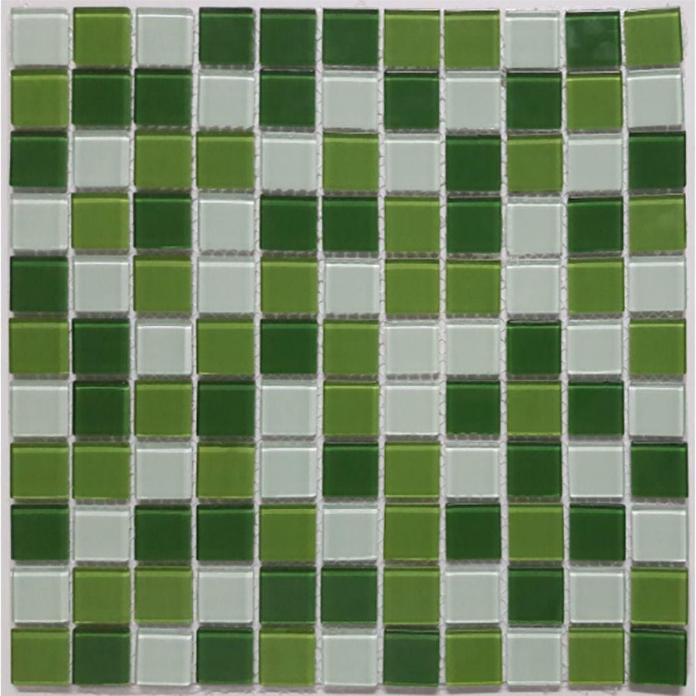 Pastilha de Vidro Cristal Mix Glass Mosaic 30cmx30cm Placas Verde