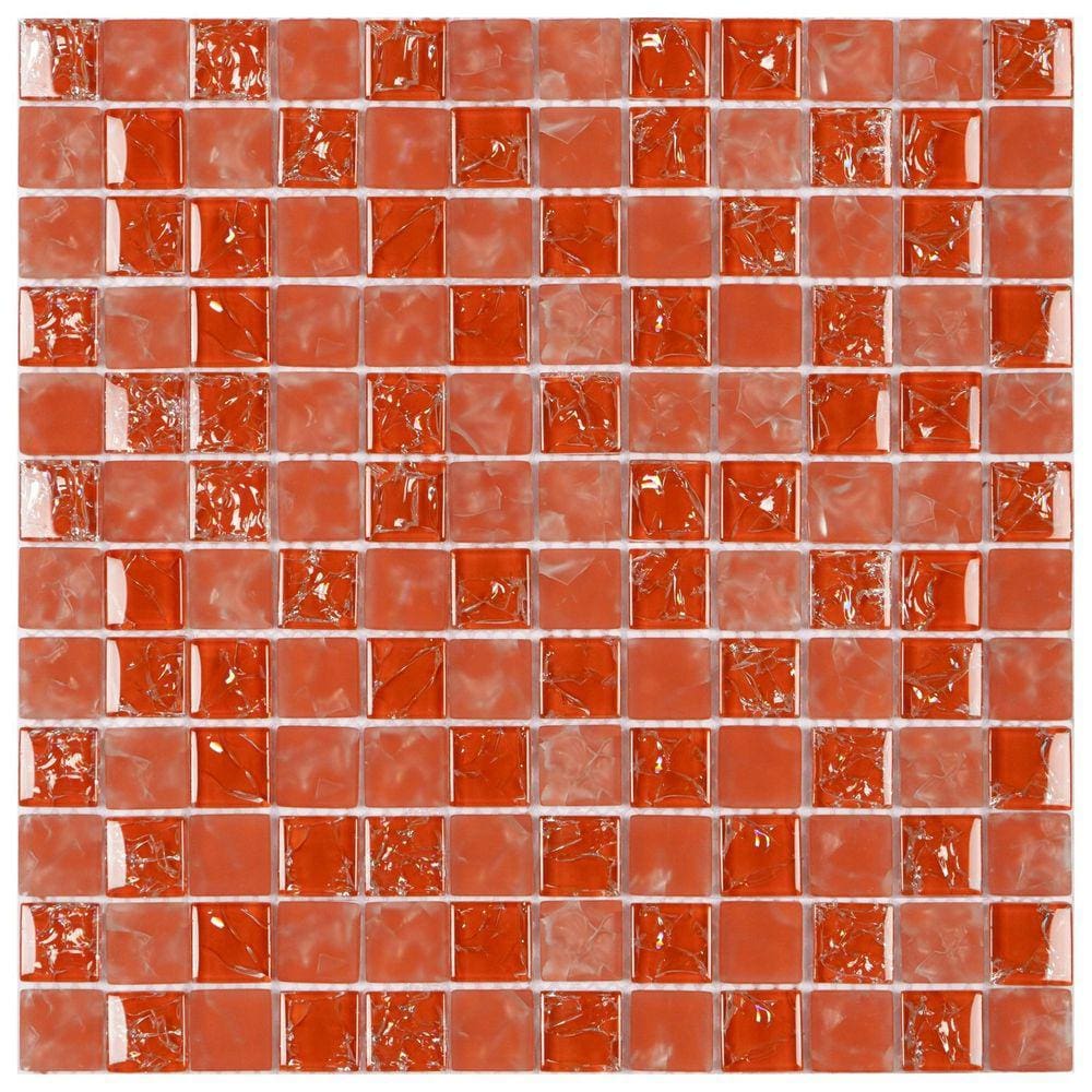 Pastilha de Vidro Ice Glass Mosaic 30cmx30cm Placas Laranja