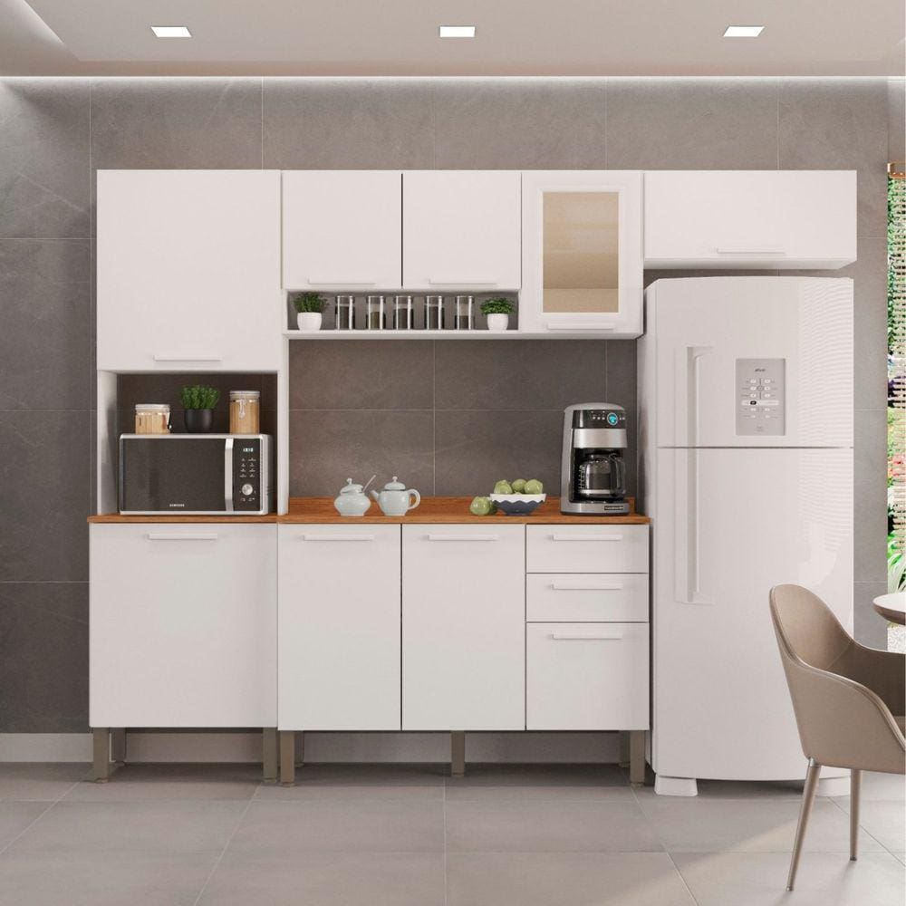 Cozinha Compacta 4 Peças 9 Portas 2 Gavetas Bella Branco