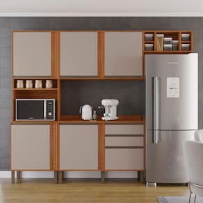 Cozinha Compacta 4 Peças 5 Portas 2 Gavetas Pérola Cinamomo/Off White
