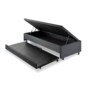 Bicama com Baú Viúva 120x203 Cm em Linho Cinza