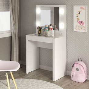 Penteadeira Infantil com Espelho Aurora Espresso Móveis Branco