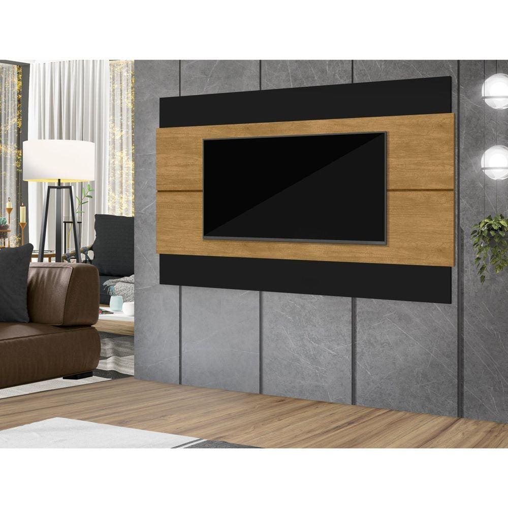Painel para Tv Berlim 160cm X 128 Cm Preto/Marrom