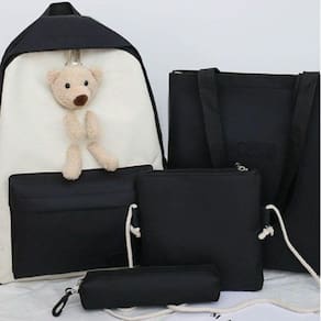 Kit Mochila Ursinho 4 em 1 Multifuncional Impermeável Necessaire Estojo Bolsa Maternidade Mamãe Bebe