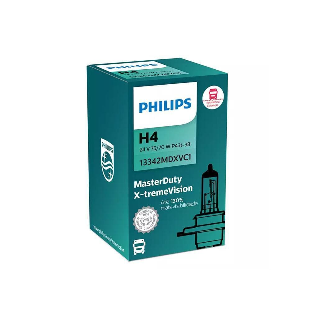 Lâmpada Philips Farol H4 Master Duty X-treme Vision 24V 70W