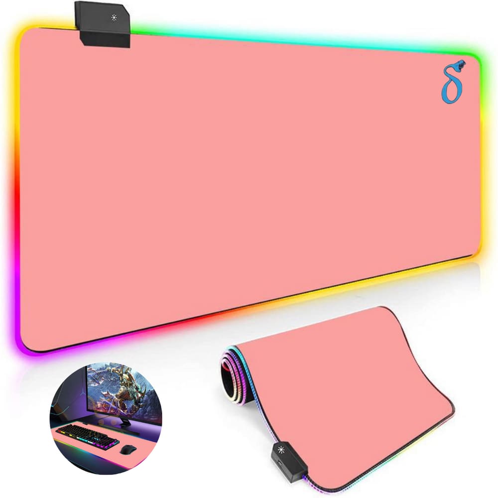 Mousepad Gamer Rosa Led RGB 7 Cores Grande 80 X 30cm 14 Modos de Iluminação