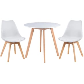 Conjunto Mesa Jantar Leda 80cm Branca + 2 Cadeiras Leda - Brancas