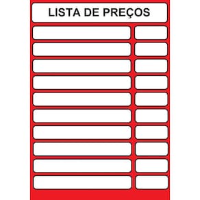 Lista Tablea De Preços Vm - 30 X 21 Cm -8 Peças- Pode Apagar
