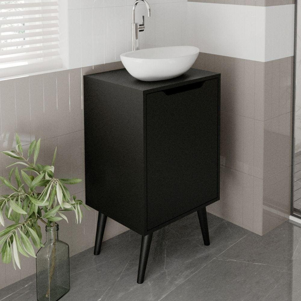 Gabinete Para Banheiro 1 Porta Com Pés Bn3641 Tecnomobili Preto Preto
