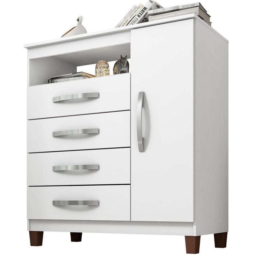 Cômoda Sapateira Cannes 4 Gavetas 1 Porta Branco