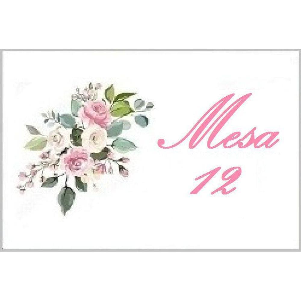 Kit Com Número Para Mesa - Rosa1 10 X 6,5 Cm - 24 Placas