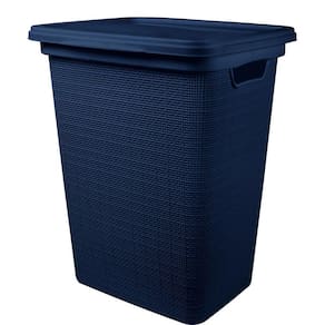 Cesto De Roupas 45 Litros Juta Azul Com Tampa 43X35X52Cm