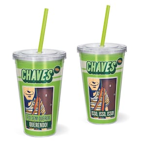 Copo Canudo 600ml Licenciado CHAVES - Chaves - verde