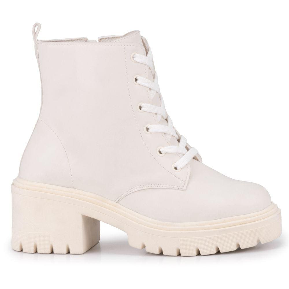 Bota Coturno Salto Grosso Moda Feminino Tratorado Blogueira