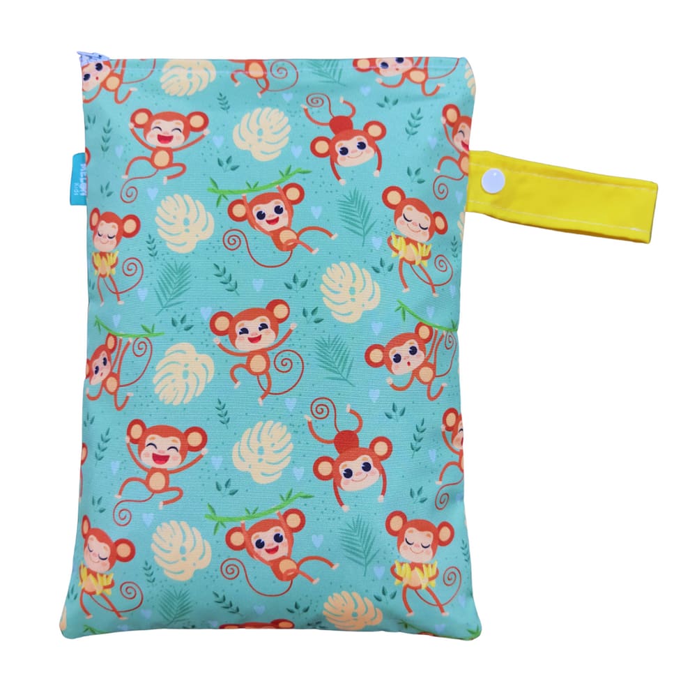 Saco Impermeável Organizador Fralda Roupa Suja Limpa - Macaco Amarelo