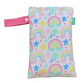 Saco Impermeável Organizador Fralda Roupa Suja Limpa - Arco Íris Rosa