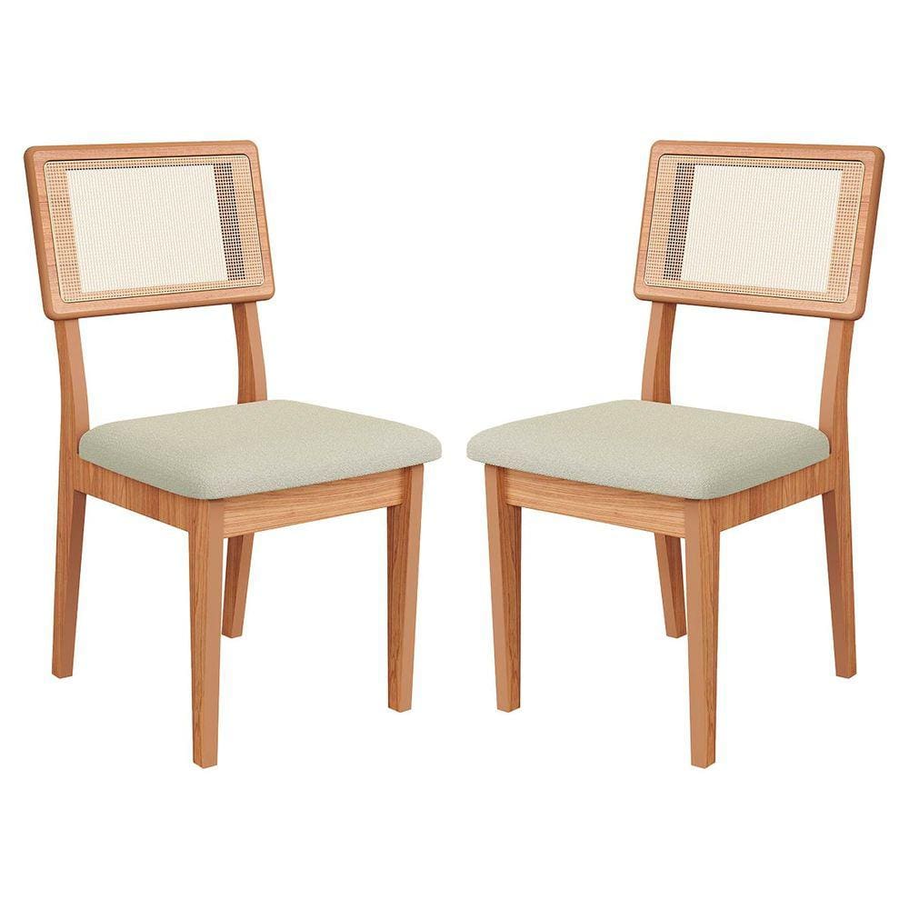 Kit 2 Cadeiras Estofadas com Encosto de Tela 100% MDF Freijó em 100% MDF Cesare Escuro Dalla Costa