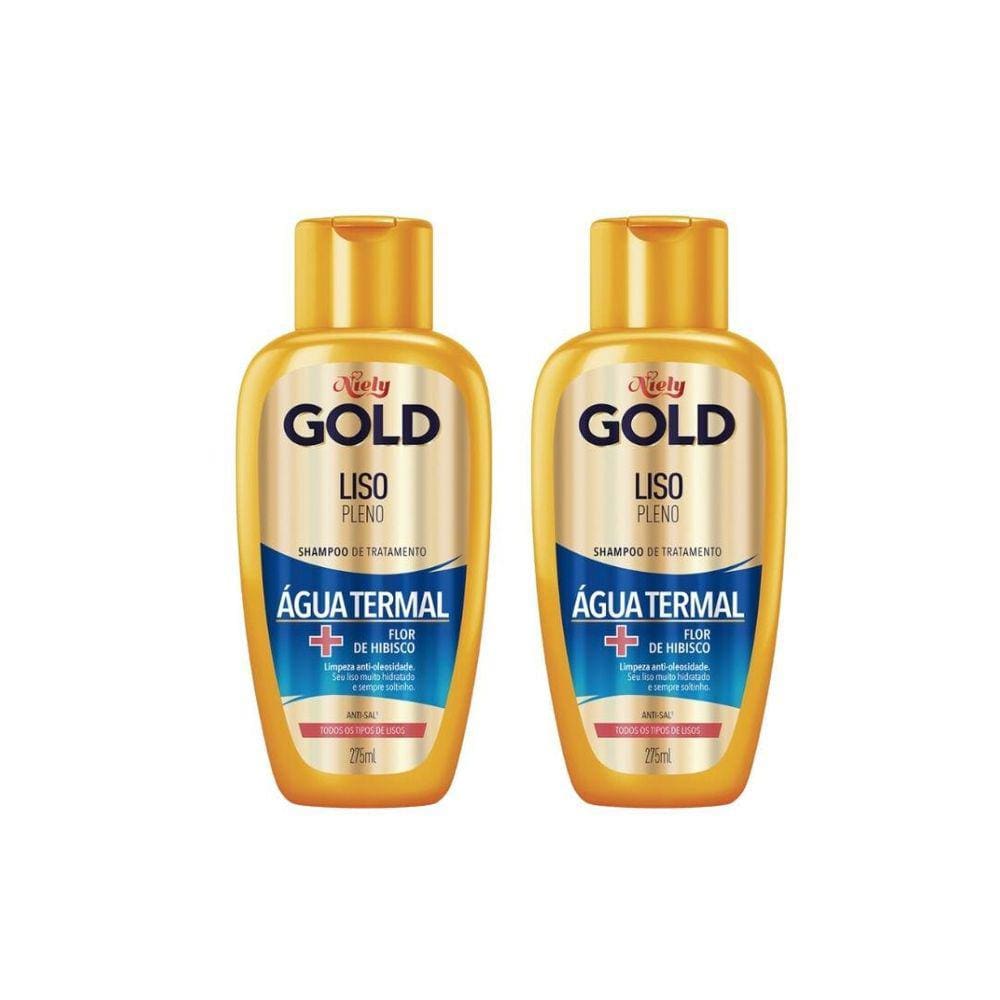 Shampoo Niely Gold 275Ml Água Termal Liso Pleno - Kit C/2Un