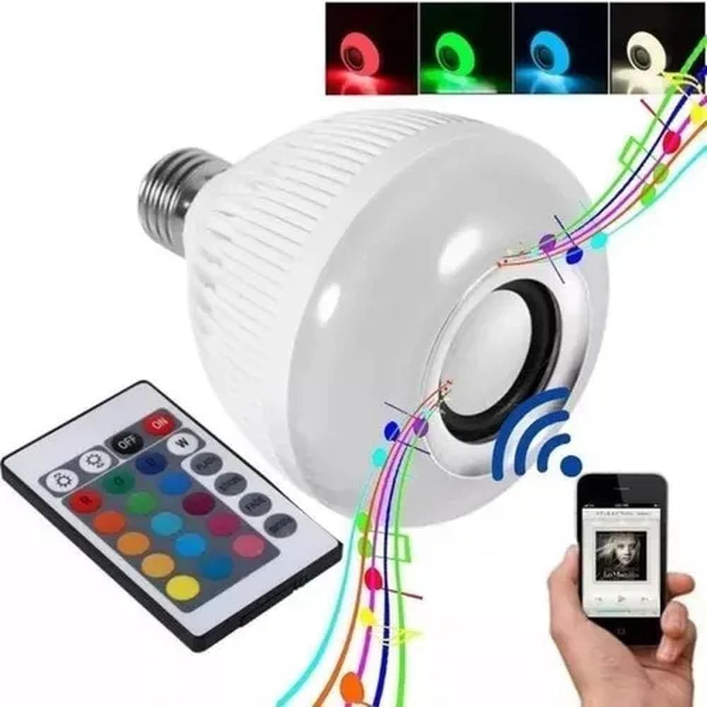Lampada Som Led Rgb Bluetooth Musicas Com Controle