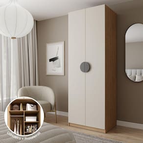 Guarda-Roupa Modulado Joy Nichos com Cabideiro CabeCasa MadeiraMadeira Cinza Sereno/Avena