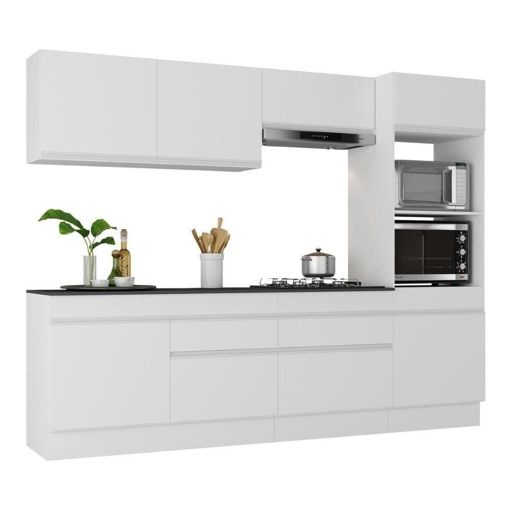 Armário De Cozinha Completa 5 Peças Com Rodapé Mp2180 Made Multimóveis Branco Branco