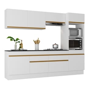 Armário De Cozinha Completa 5 Peças Com Rodapé Mp2180 Made Multimóveis Branco/dourado Branco/dourado
