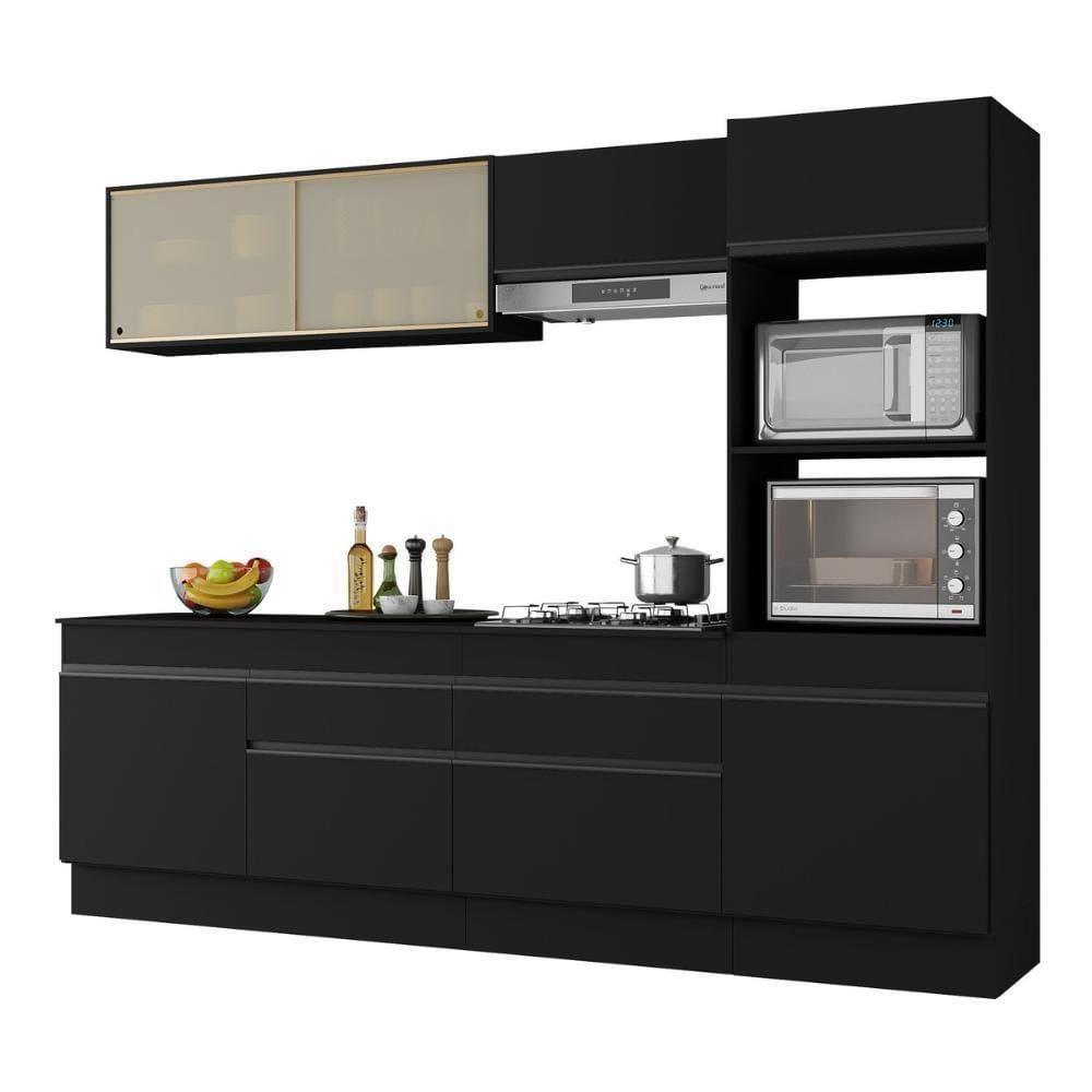 Armário De Cozinha Completa 5 Peças Com Rodapé Mp2181 Made Multimóveis Preto Preto