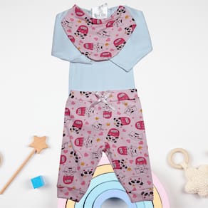 Kit Body Bebê Com Calça E Bandana Babador Like On Panda Branco Rn Ao G